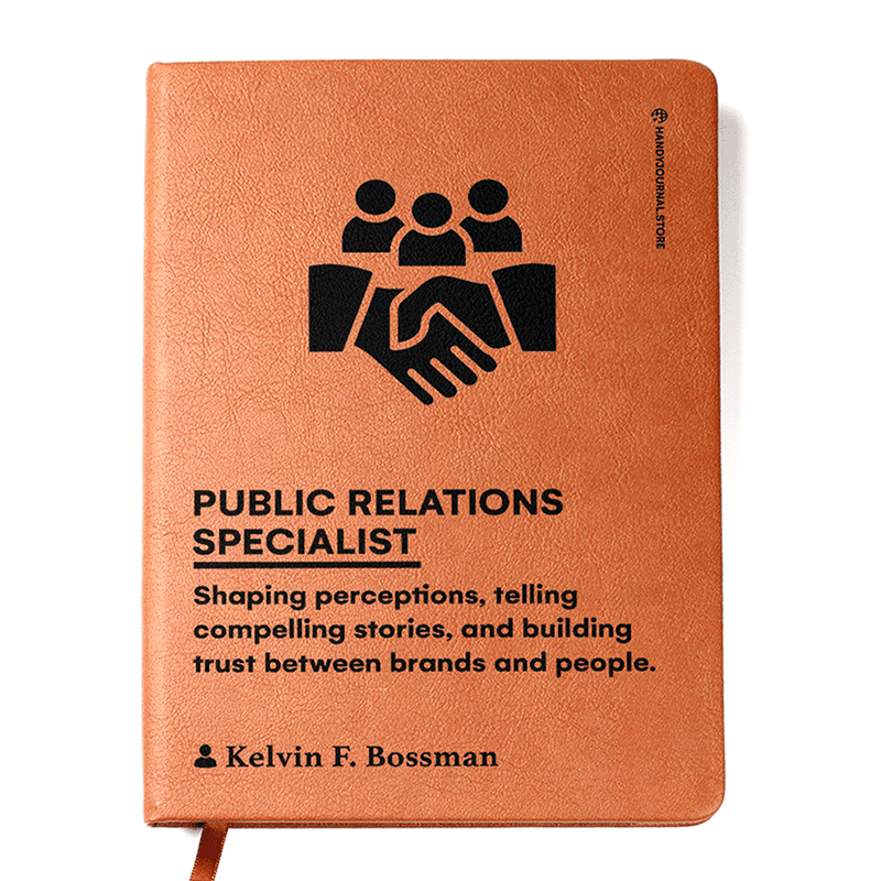 Front copy Customized Premium Leather Journal for Public Relations Specialists - Image 1