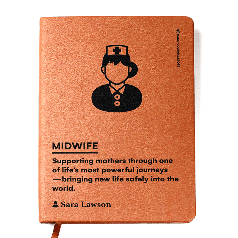 Front copy Customized Premium Leather Journal for Midwives - Image 1