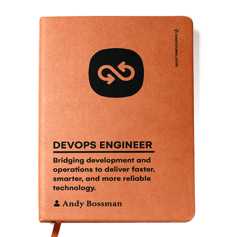 Front copy Customized Premium Leather Journal for DevOps Engineers - Image 1