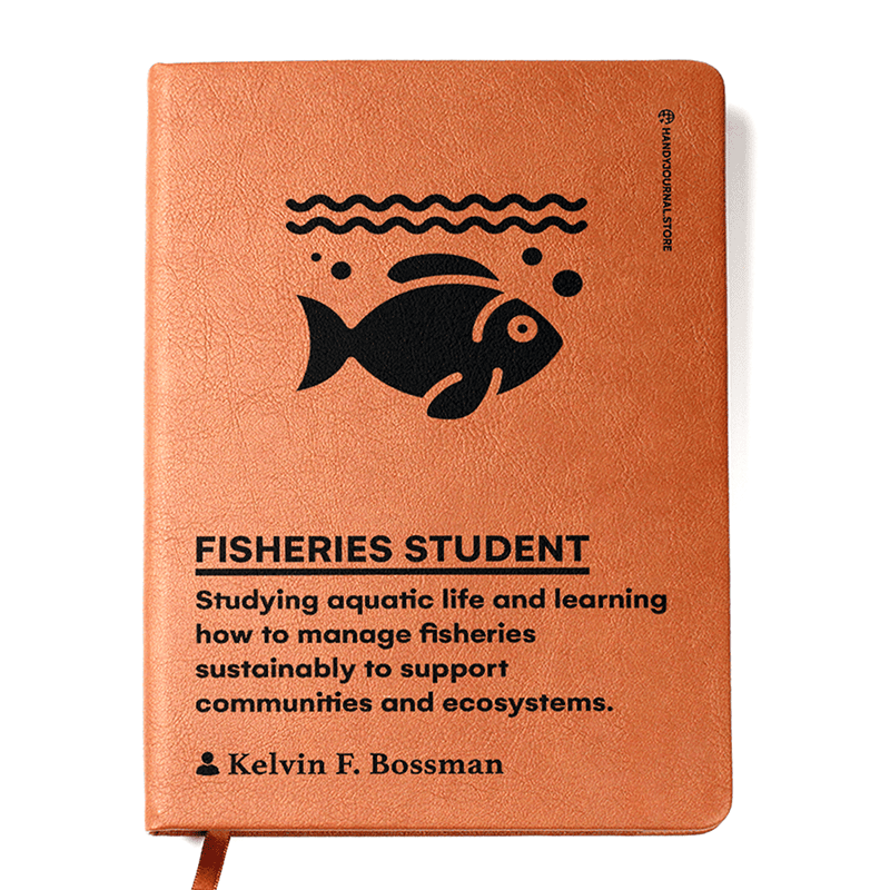 Front copy Customized Premium Leather Journal for Fisheries Students - Image 1