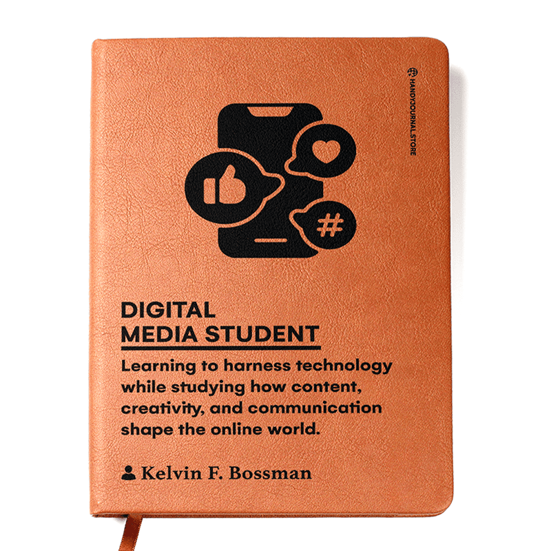 Front copy Customized Premium Leather Journal for Digital Media Students - Image 1