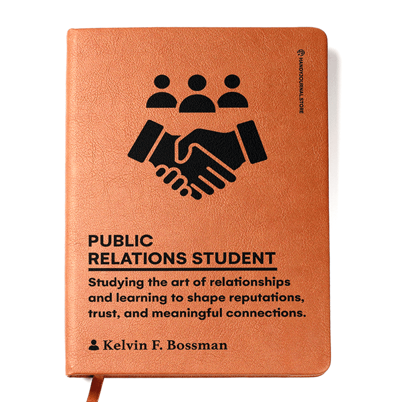 Front copy Customized Premium Leather Journal for Public Relations Students - Image 1