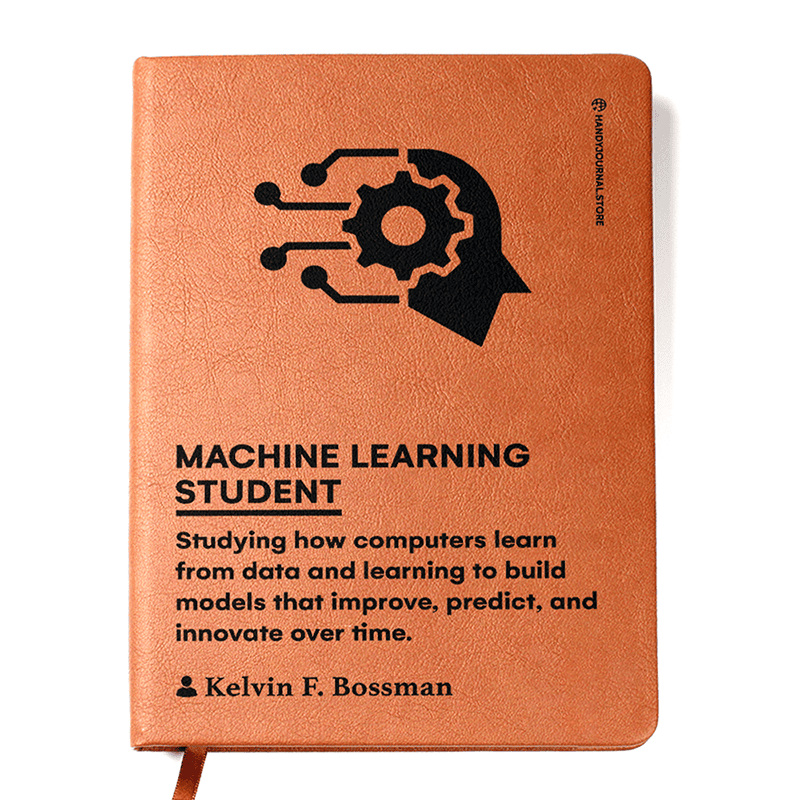 Front copy Customized Premium Leather Journal for Machine Learning Students - Image 1