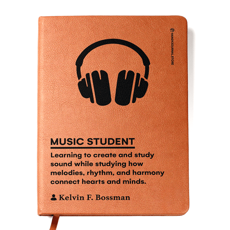 Front copy Customized Premium Leather Journal for Music Students - Image 1