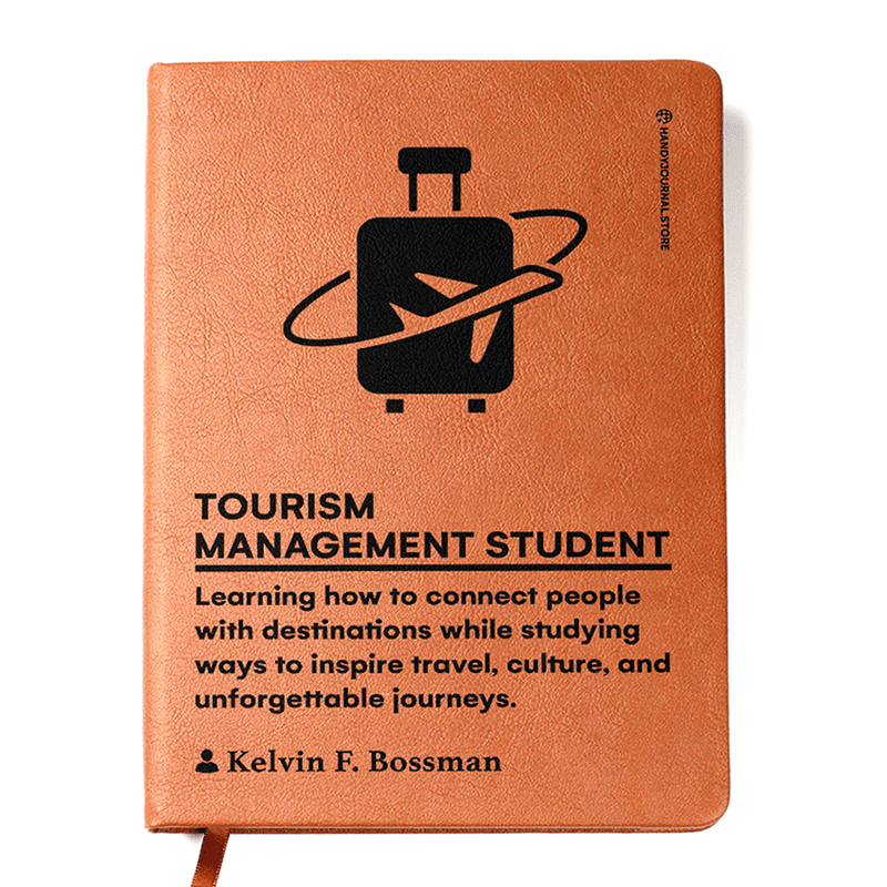 Front copy Customized Premium Leather Journal for Tourism Management Students - Image 1
