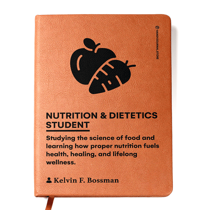 Front copy Customized Premium Leather Journal for Nutrition & Dietetics Students - Image 1