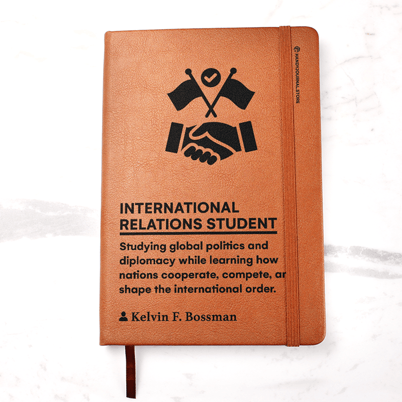 Pic 1 copy Customized Premium Leather Journal for International Relations Students - Image 2